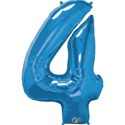 Zahl 4 - blau Folienballon in Paket