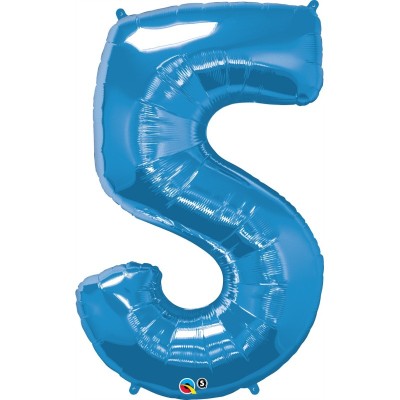 Zahl 5 - blau Folienballon in Paket