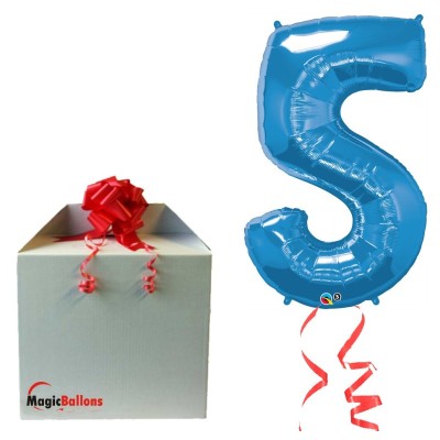 Broj 5 - plava balon od folije u pakiranju