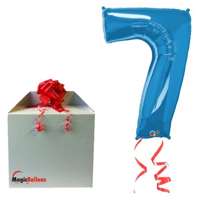Number 7 - blue foil balloon in a package