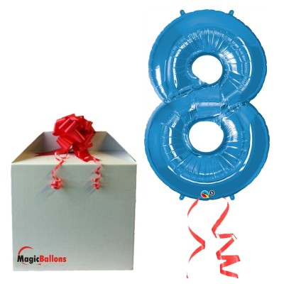 Broj 8 - plava balon od folije u pakiranju