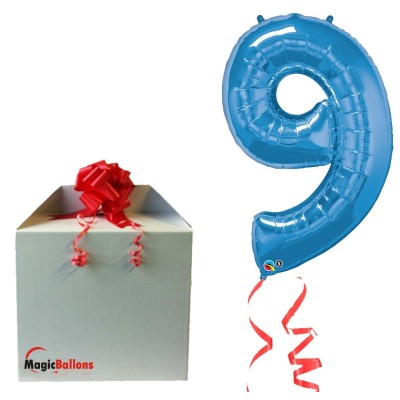 Številka 9 - modra folija balon v paketu