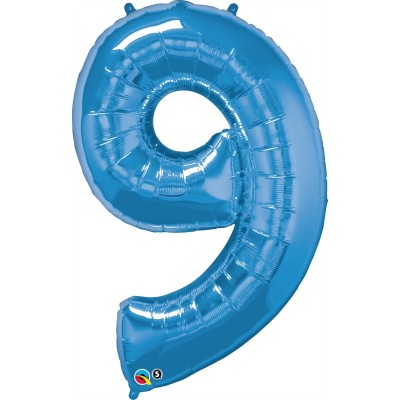 Broj 9 - plava balon od folije u pakiranju