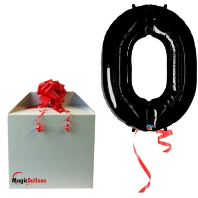 Zahl 0 - schwarz Folienballon in Paket