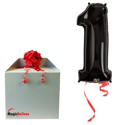 Number 1 - black foil balloon in a package