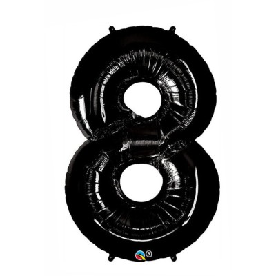 Broj 8 - crna balon od folije u pakiranju