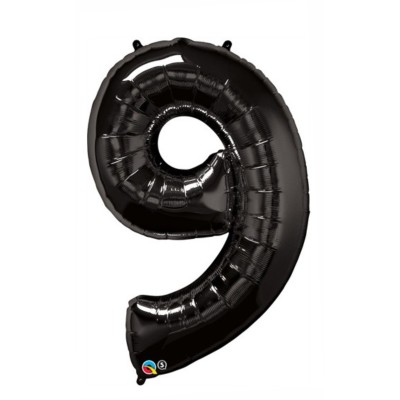 Number 9 - black foil balloon in a package