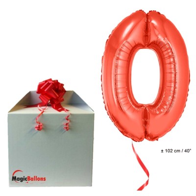 Number 0 - red foil balloon in a package