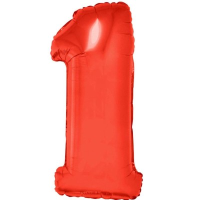 Zahl 1 - rot Folienballon in Paket