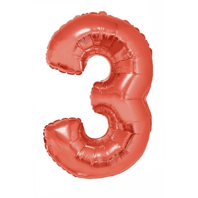 Number 3 - red foil balloon in a package