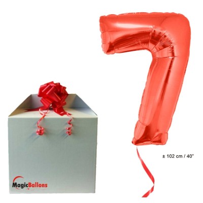 Number 7 - red foil balloon in a package