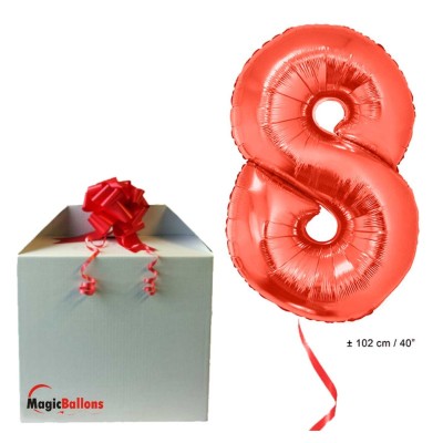 Številka 8 - rdeča folija balon v paketu