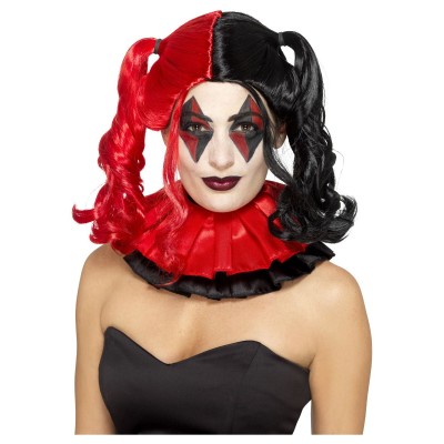 Harlequin Wig, Black & Red