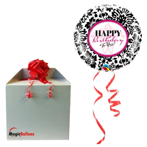 Birthday Elegant Damask - foil balloon in a package