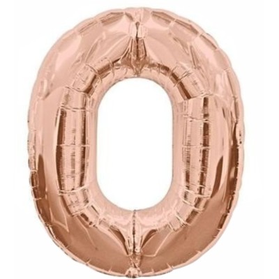 Zahl 0 - rose gold Folienballon in Paket