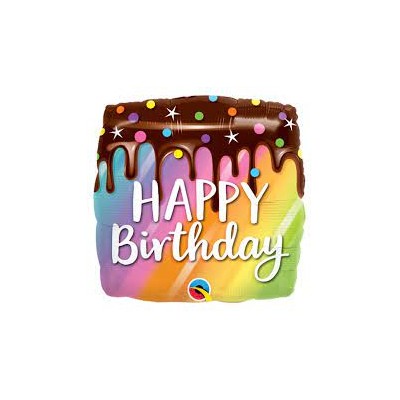 Bday Rainbow Drip Cake - foil balloon