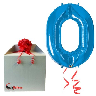 Number 0 - blue foil balloon in a package