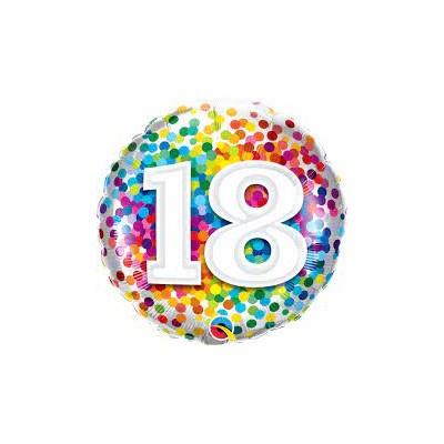 18 Rainbow Confetti - folija balon