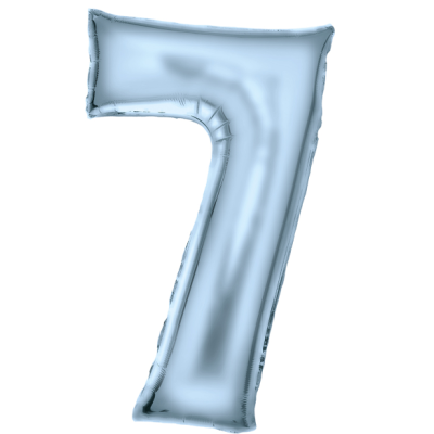 Number 7 - silk pastel blue foil balloon