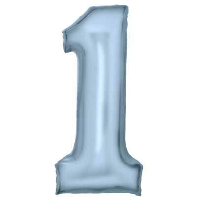 Number 1 - silk pastel blue foil balloon