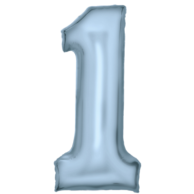Številka 1 - pastelno modra folija balon v paketu
