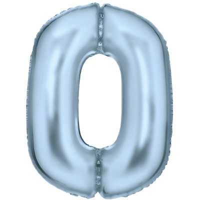 Številka 0 - pastelno modra folija balon