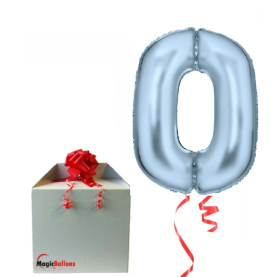 Številka 0 - pastelno modra folija balon v paketu