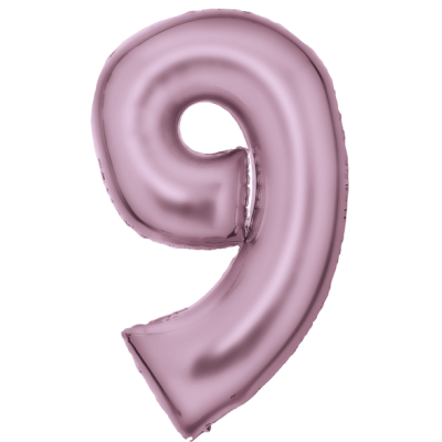 Number 9 - silk pastel pink foil balloon