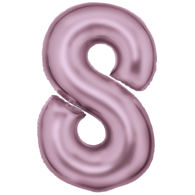 Number 8 - silk pastel pink foil balloon
