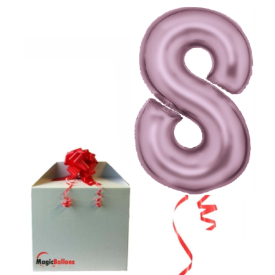Number 8 - silk pastel pink foil balloon in a package
