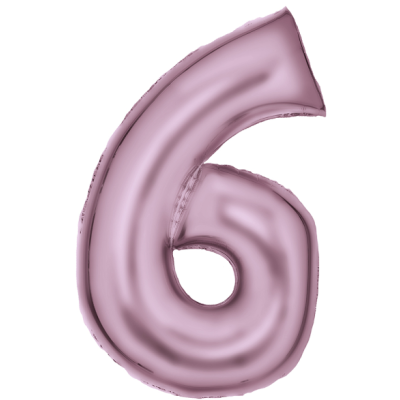 Number 6 - silk pastel pink foil balloon
