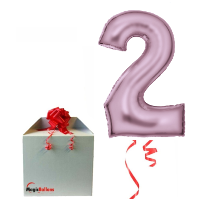 Number 2 - silk pastel pink foil balloon in a package