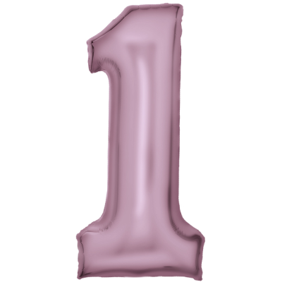 Number 1 - silk pastel pink foil balloon in a package