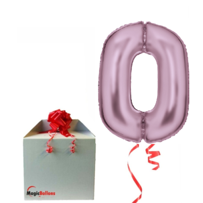 Number 0 - silk pastel pink foil balloon in a package