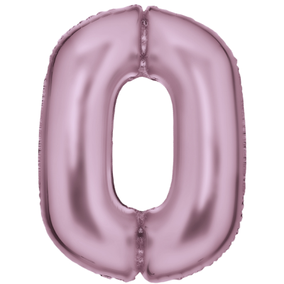 Zahl 0 - pastel silk pink Folienballon in Paket