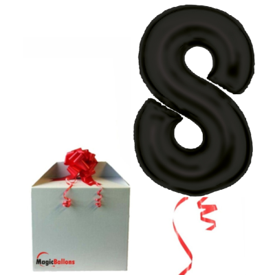 Number 8 - silk lustre black foil balloon in a package