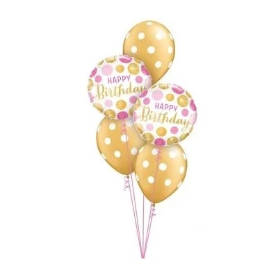 Pink&Gold Dots - folija balon