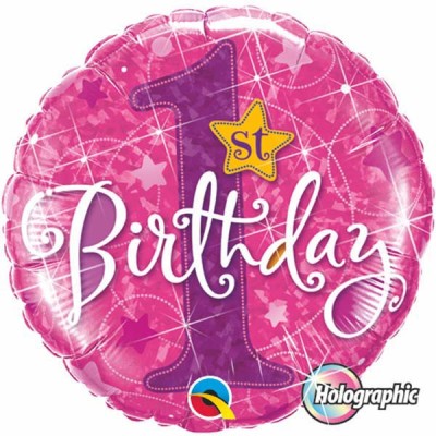 Age 1 Pink birthday - folija balon