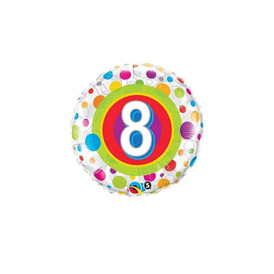 Age 8 Colourful Dots - Folienballon
