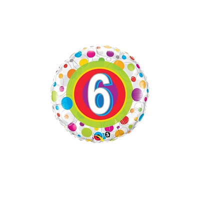 Age 6 Colourful Dots - Folienballon