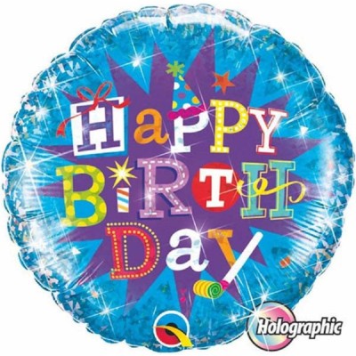 Birthday Typography Blue - foil balloon