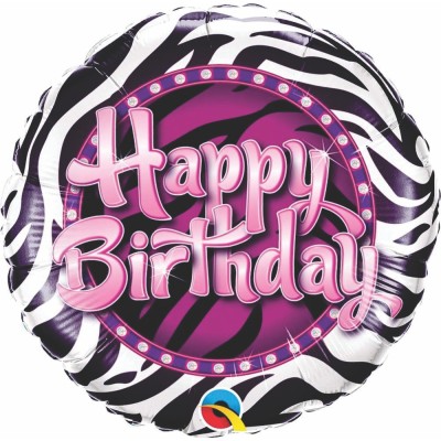 Birthday Zebra Print - Folienballon