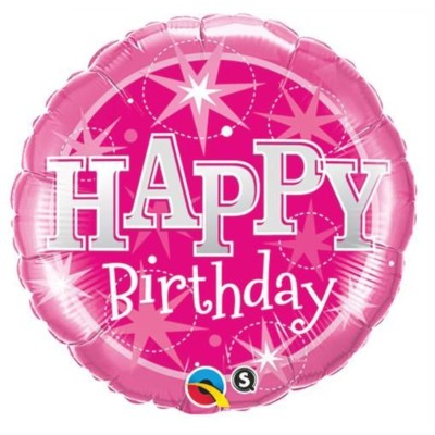 Birthday Pink Sparkle- foil balloon