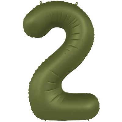 Number 2 - 86cm - matt Olive Green foil balloon