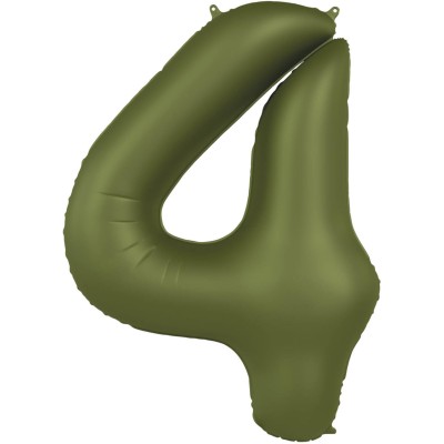 Number 4 - 86cm - matt Olive Green foil balloon