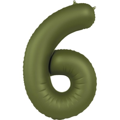 Number 6 - 86cm - matt Olive Green foil balloon