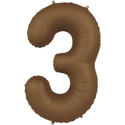 Number 3 - 86cm - Chocolate Brown foil balloon