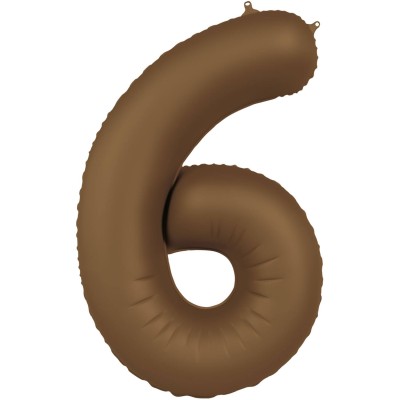 Number 6 - 86cm - Chocolate Brown foil balloon