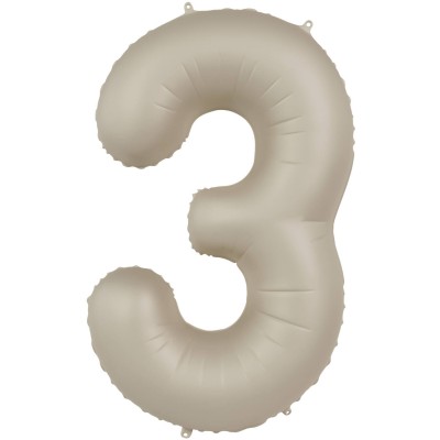 Zahl 3 - 86cm - matt Creamy Latte folienballon