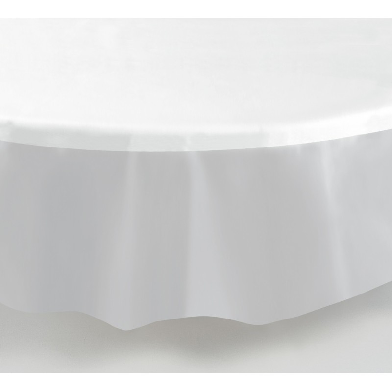 Weiße runde Plastik Tischdecke